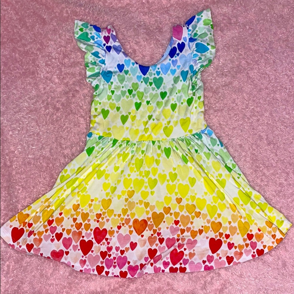 Macaron + Me rainbow heart swing dress 2T
